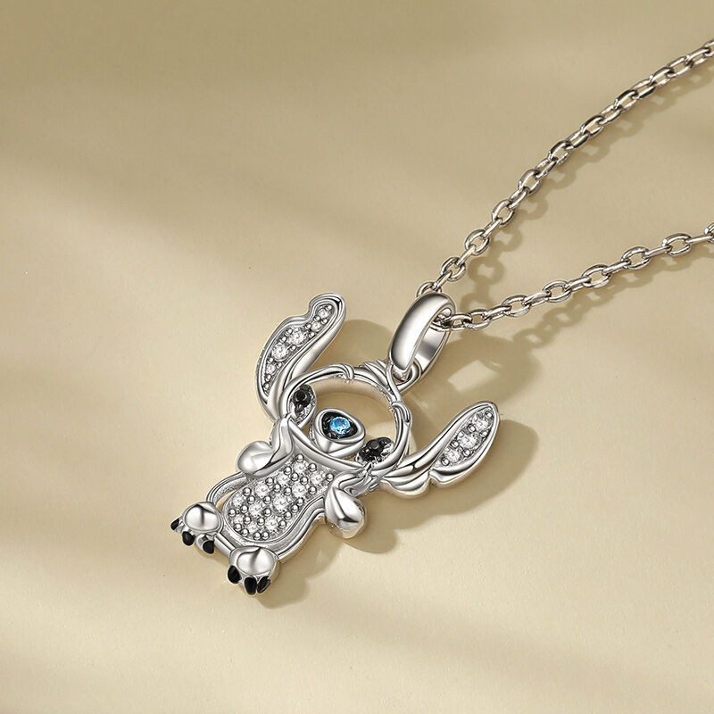 Jeulia "Too Cute Black Eyes" Little Monster Necklace Sterling Silver