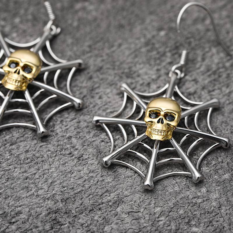 Jeulia Orecchini con Teschio e Ragnatela in Argento Sterling