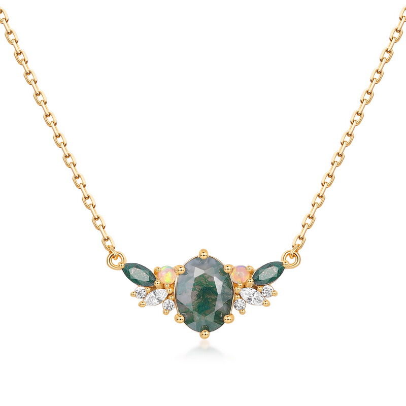 Jeulia Vintage Moss Agate Opal Necklace Sterling Silver Jeulia Vintage Moss Agate Opal Necklace Sterling Silver