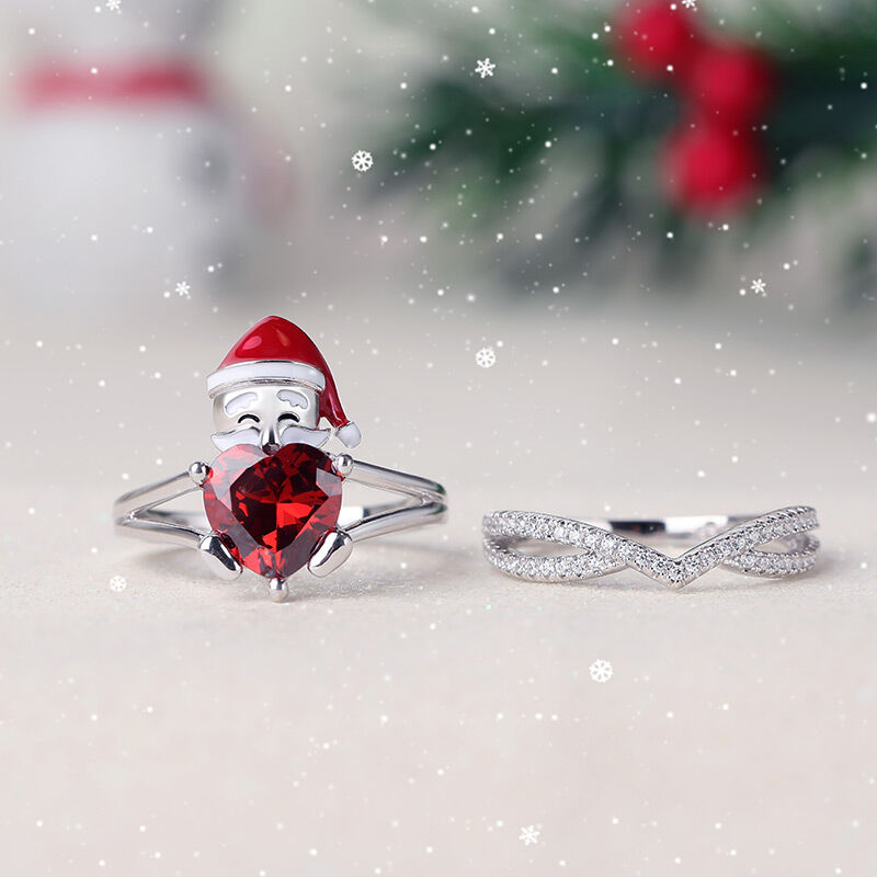 جوليا خاتم قطع قلب من الفضة الإسترليني بتصميم "بابا نويل"