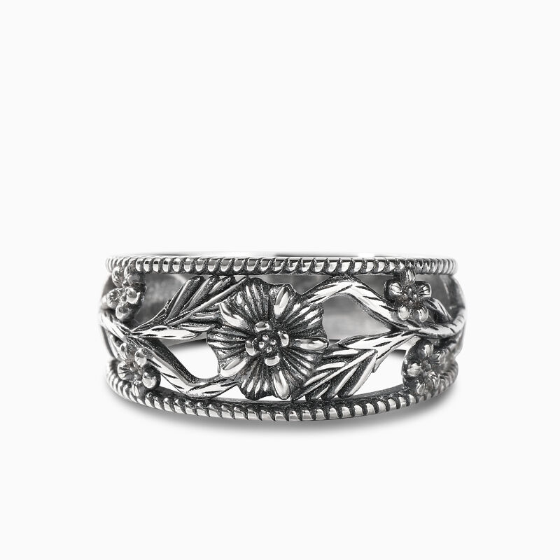Jeulia "Flower of Life" Sterling Silver Women's Band