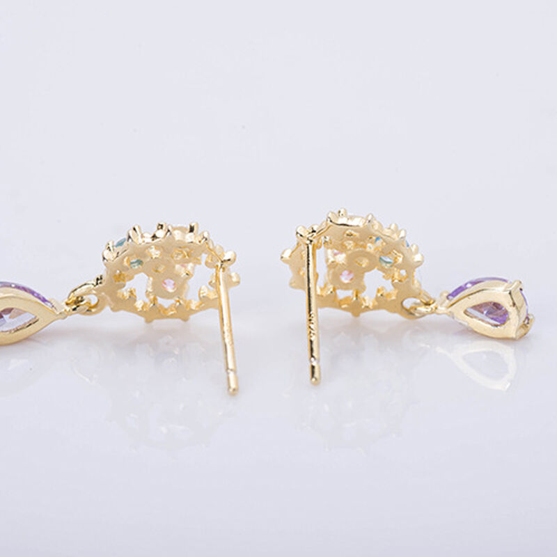 Jeulia Kaleidoscope Inspired Pear Cut Sterling Silver Earrings