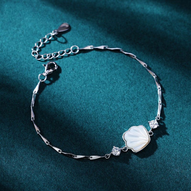 Jeulia Mother Of Pearl Ocean Shell Sterling Silver Bracelet