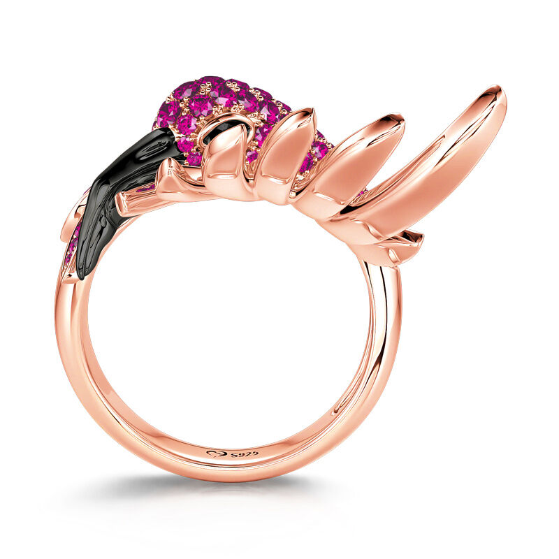 Jeulia "Fiery Passion" Flamingo Design Sterling Silver Ring