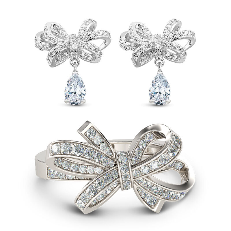 Jeulia Bowknot Sterling Silver Jewelry Set