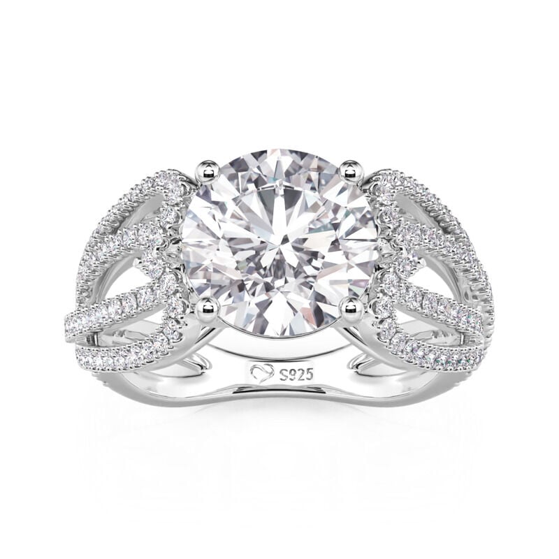 Jeulia Intertwined Round Engagement Ring Sterling Silver