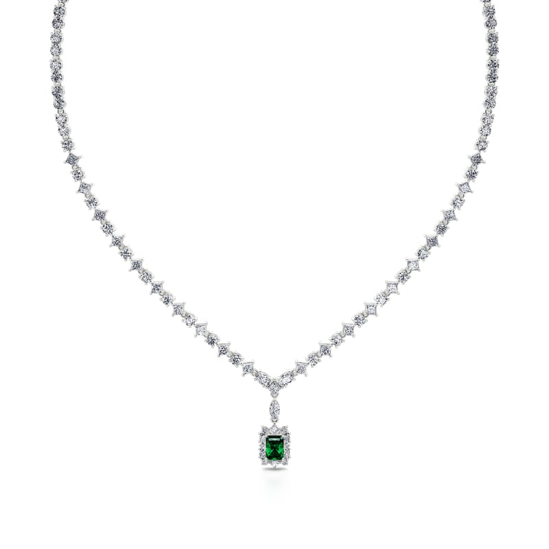 Jeulia "Love at First Sight" Radiant Cut Sterling Silver Necklace