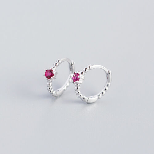 Jeulia "Sweet Love" Round Cut Sterling Silver Hoop Earrings