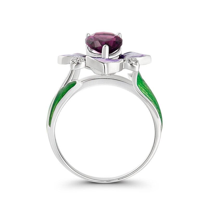 Jeulia "Blooming Flower" Enamel Sterling Silver Ring