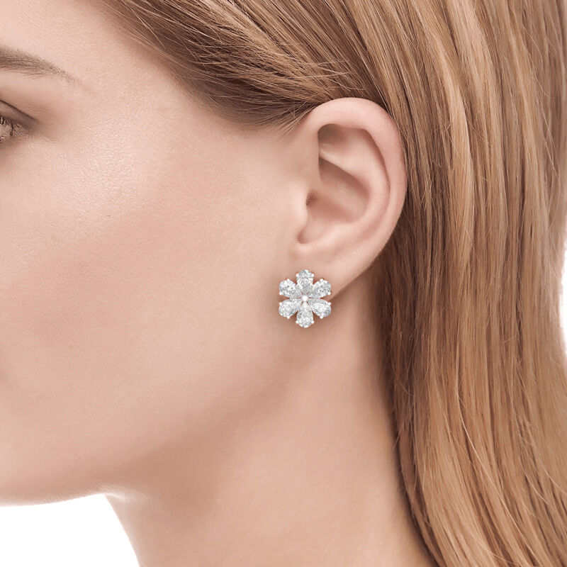 Jeulia Elegant Flower Sterling Silver Earrings