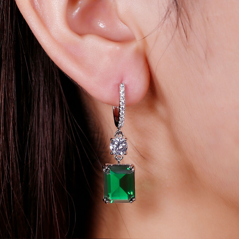 Jeulia Classic Emerald Cut Sterling Silver Earrings