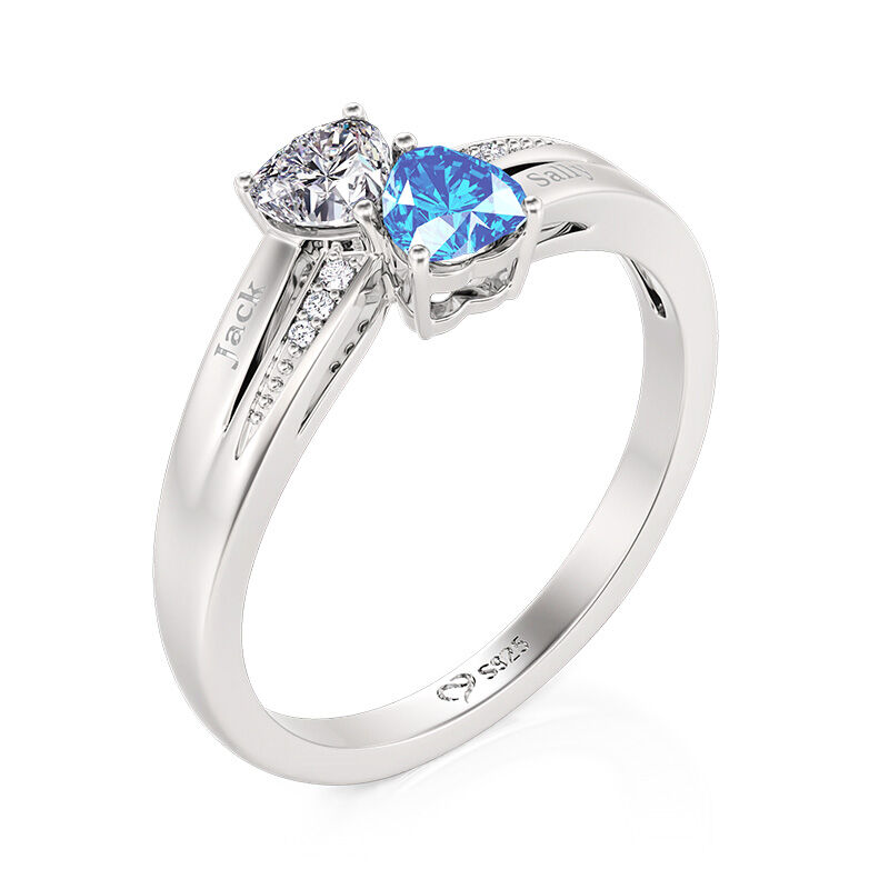 Jeulia "Shooting Star" Two Hearts Custom Name Promise Ring