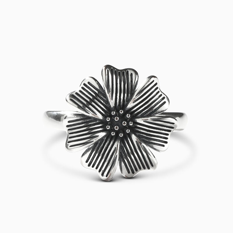 Jeulia "Cherry Blossom" Flower Sterling Silver Ring