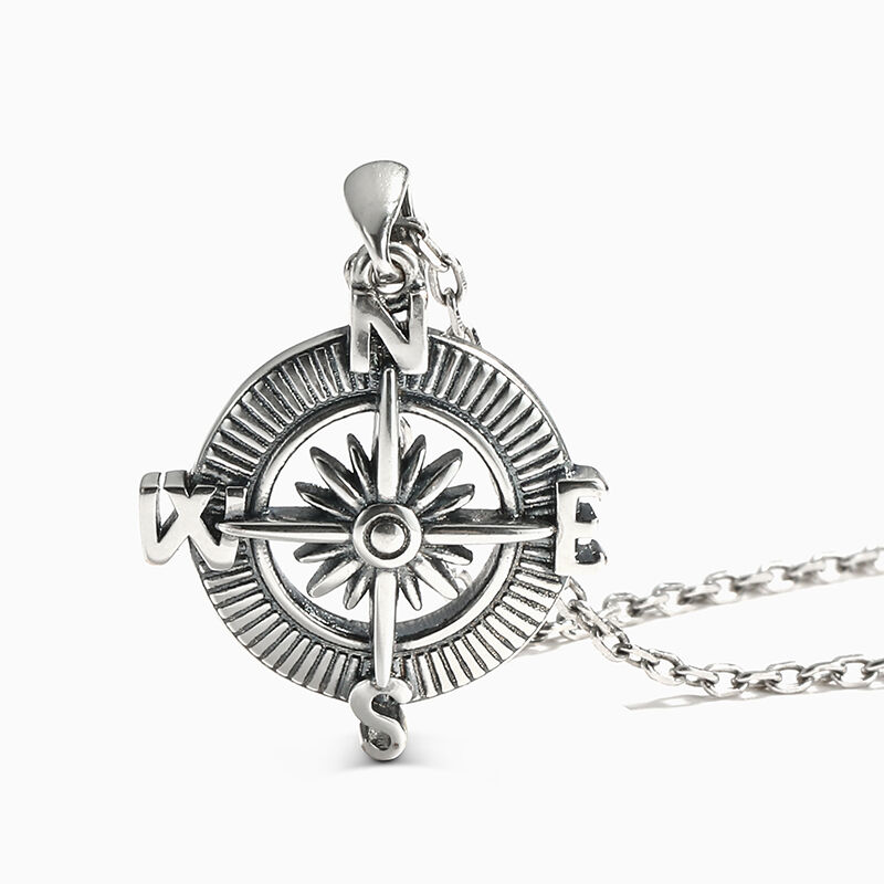 Jeulia Compass Design Sterling Silver Necklace