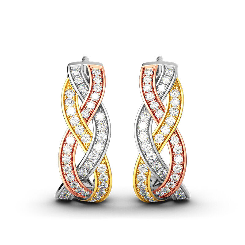 Jeulia Tri-Tone Intertwined Sterling Silver Jewelry Set