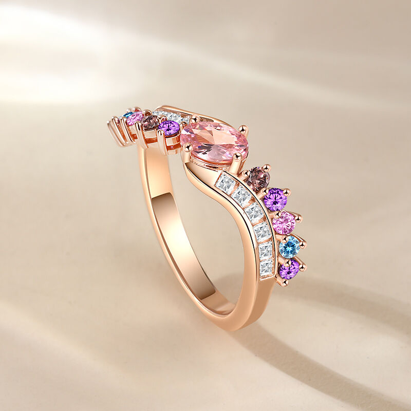 Jeulia Multi-Colored Stones Oval Cut Synthetic Morganite Sterling ...