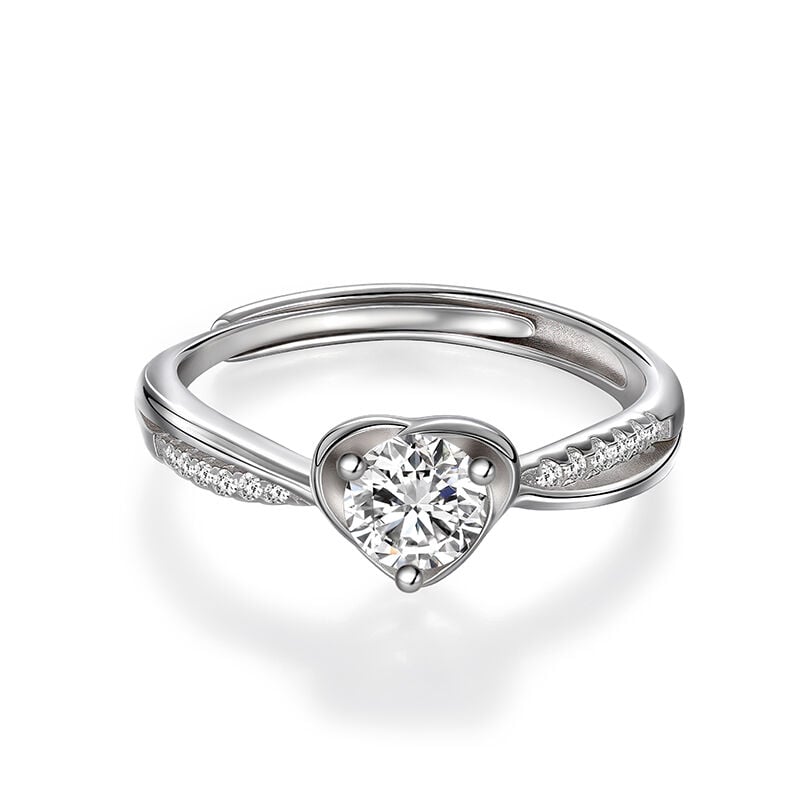 Jeulia Simple Twist Heart Eternity Ring Round Cut Sterling Silver