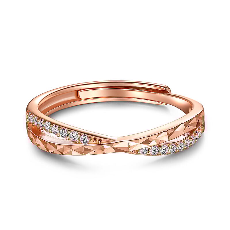 Jeulia Adjustable Crossover Ring for Women Sterling Silver