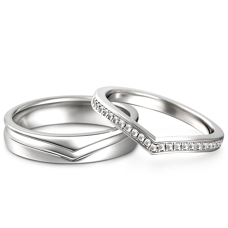 Jeulia "Everlasting Us" Sterling Silver Couple Rings