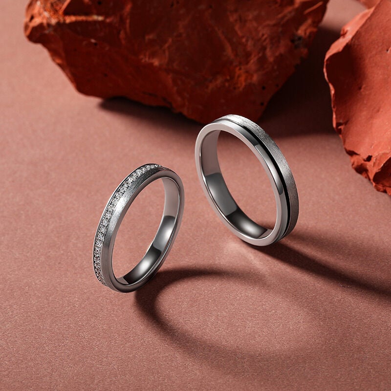 Jeulia Classic Brushed and Polished Finish Couple Rings Set