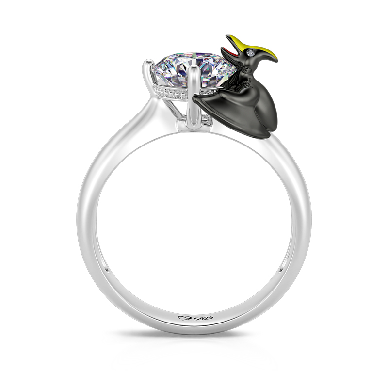 Jeulia Hug Me "Dinosaur Cousin" Pterodactyl Round Cut Sterling Silver Ring