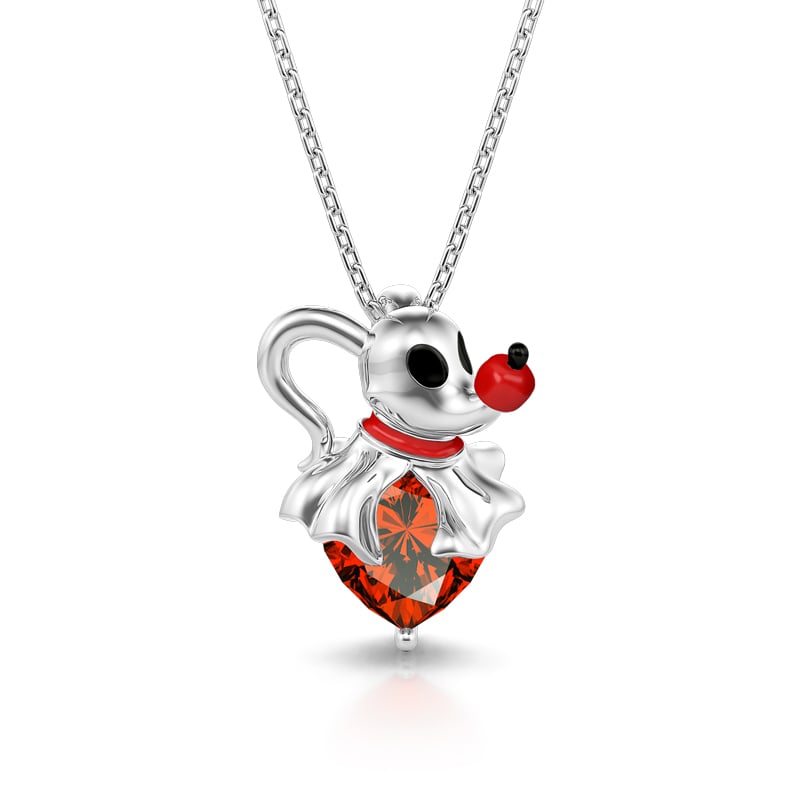 Jeulia Hug Me "Ghost Dog" Heart Cut Sterling Silver Necklace