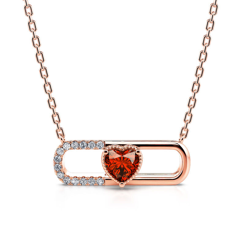 Jeulia Conjunto de joyas con latido de corazón rojo anillo y collar de plata 925