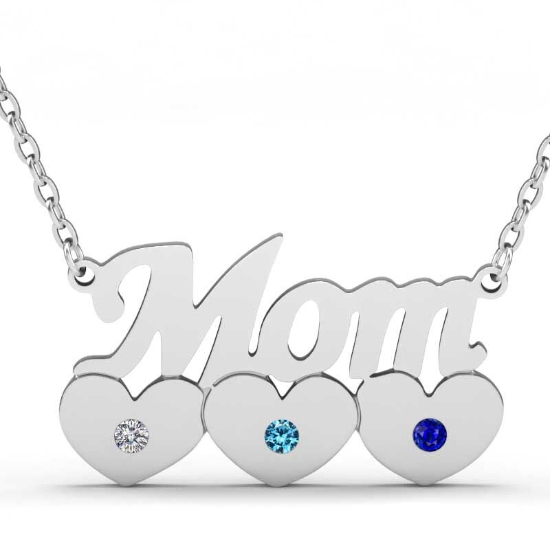 Jeulia Mom with Birthstones Sterling Silver Necklace