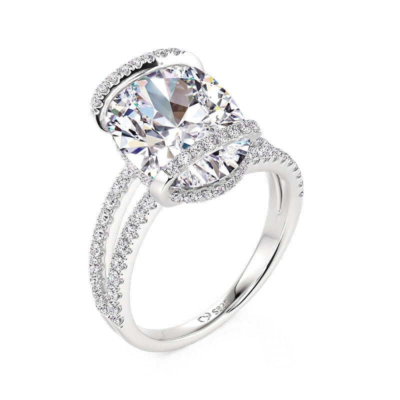 Jeulia Bypass Oval Engagement Ring Sterling Silver