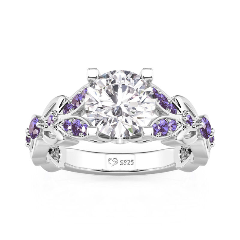Jeulia Anello Farfalla Ametista Viola Taglio Rotondo In Argento Sterling