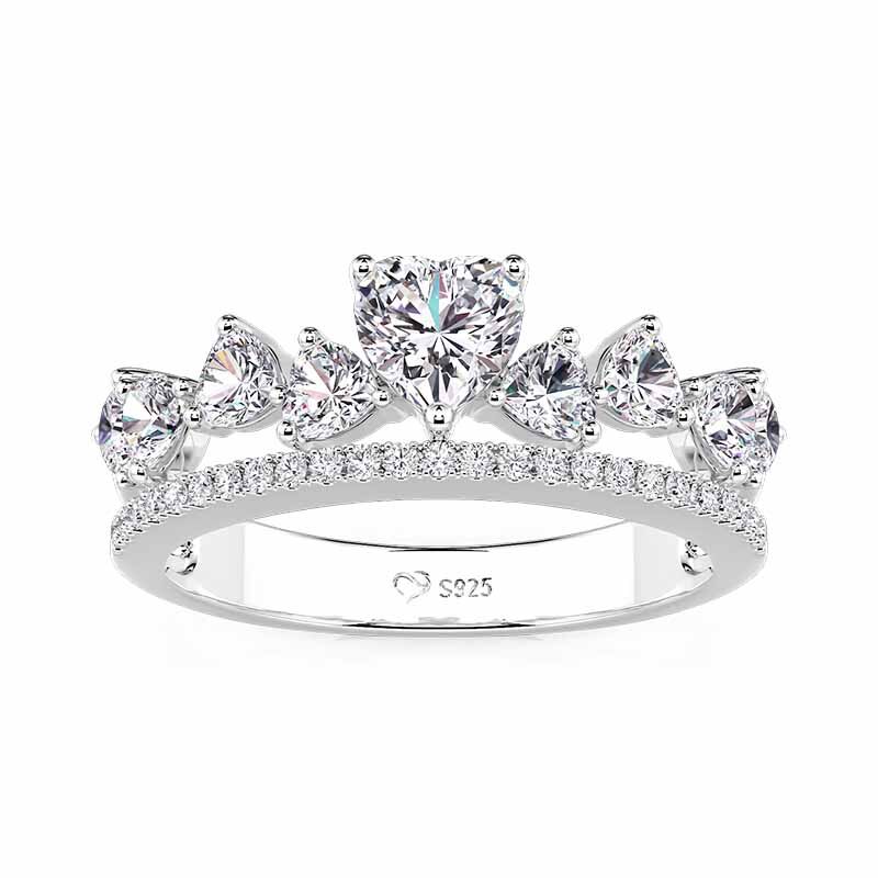 Jeulia Olivetta Bague Éternité Double Rangée en Forme de Cœur à Grappes