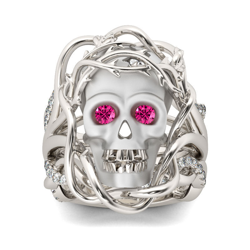 Jeulia 3PC Round Cut Sterling Silver Skull Ring