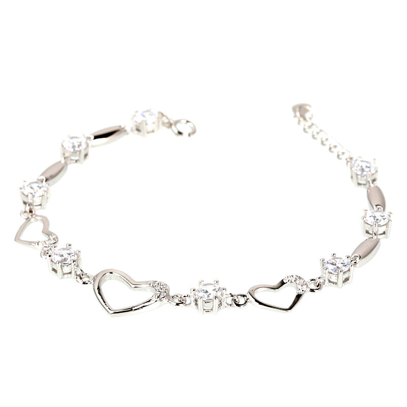 Jeulia Heart Shape Sterling Silver Bracelet