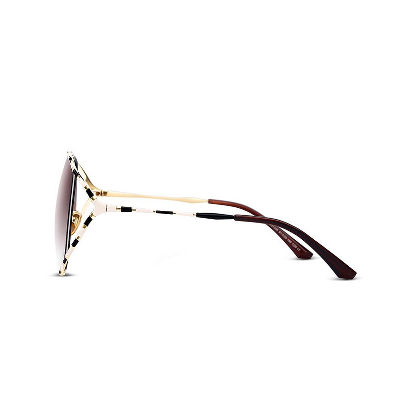 Jeulia "Lovely Wildling" Round Brown Gradient Polarized Women's Sunglasses