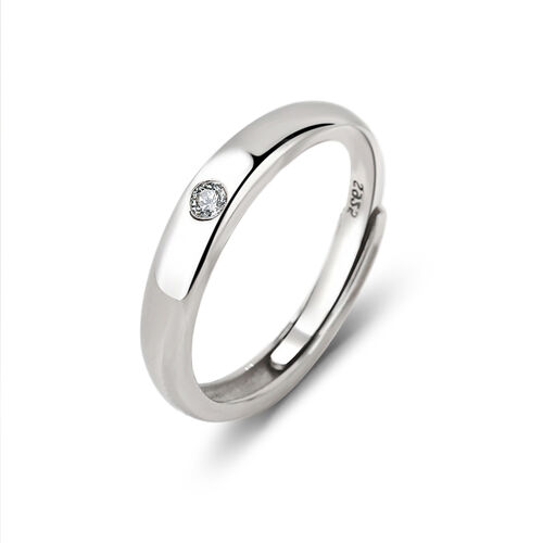 Jeulia Solitaire Sterling Silver Adjustable Men's Ring