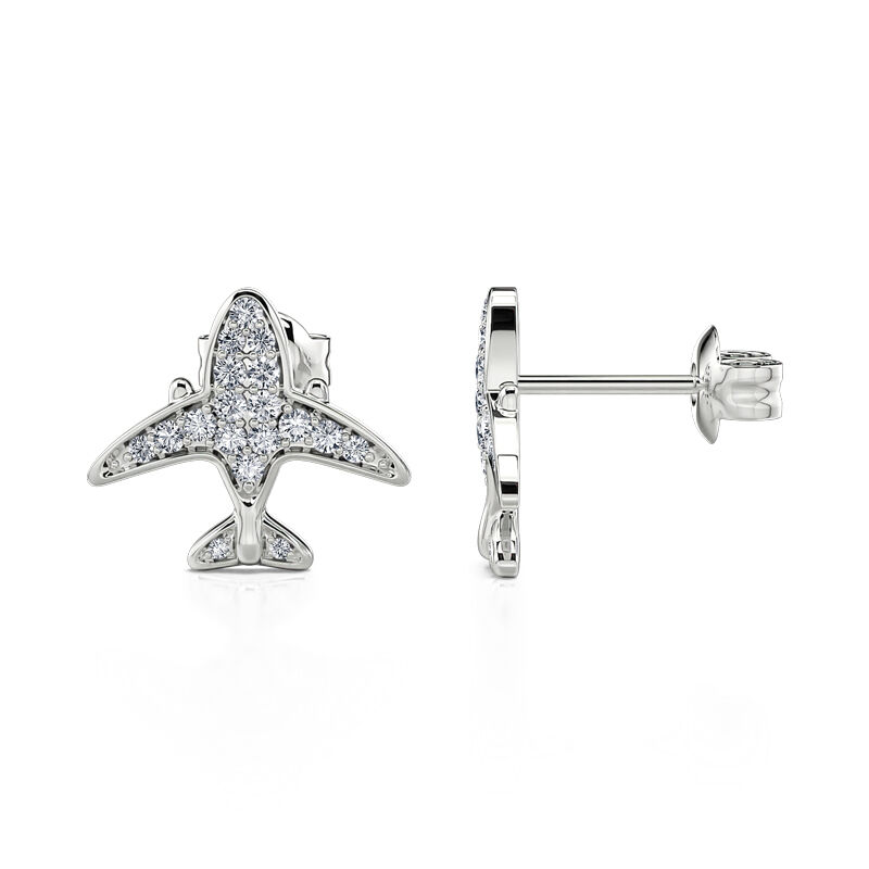 Jeulia "Flying Airplane" Sterling Silver Stud Earrings