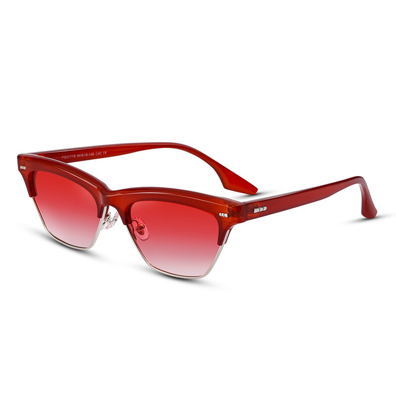 Jeulia "Fashion Master" Rectangle Red Gradient Polarized Women's Sunglasses