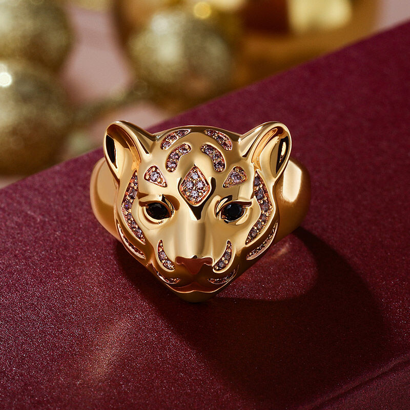 جوليا خاتم من الفضة الإسترليني على شكل النمر "ملك الغابة"