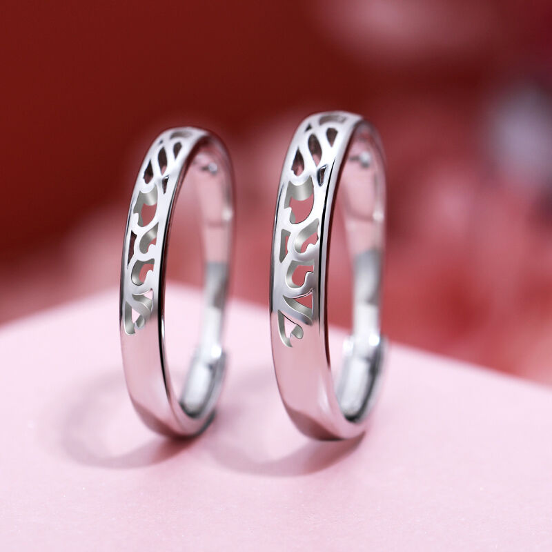 Jeulia "Oändlig kärlek" Vine Flower Design Justerbara Sterling Silver Par Ringar