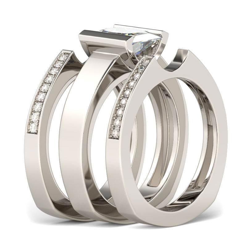 Jeulia 3PC Stackable Radiant Cut Sterling Silver Ring Set