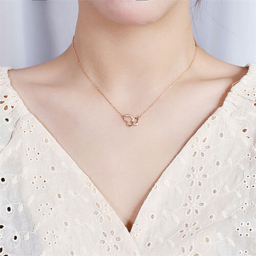 Jeulia Interlock Heart Butterfly Design Sterling Silver Necklace