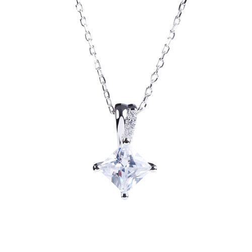 Jeulia Square Sterling Silver Pendant Necklace Jeulia NZ