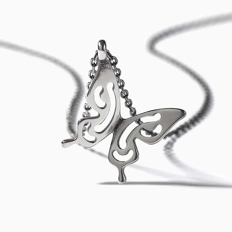 Jeulia "Flying Butterfly" Sterling Silver Necklace