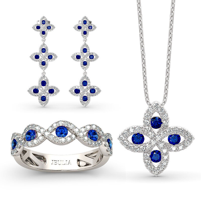 Jeulia Lucky Flower Sterling Silver Jewelry Set