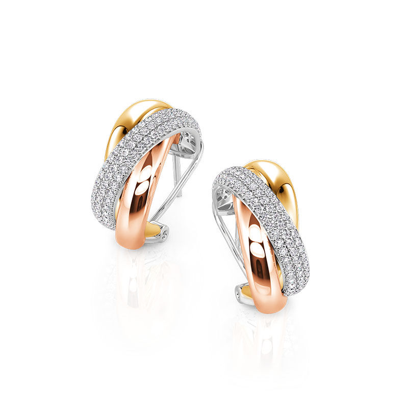 Jeulia Tri Color Hoop Earrings with Gemstones Sterling Silver
