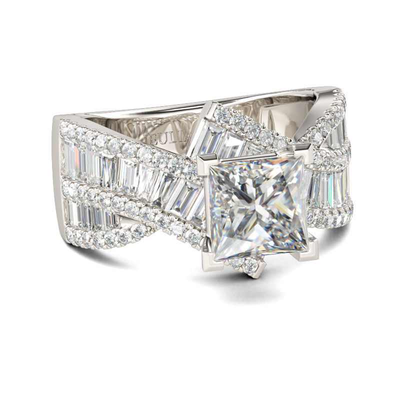 Jeulia Vintage Princess Cut Sterling Silver Ring