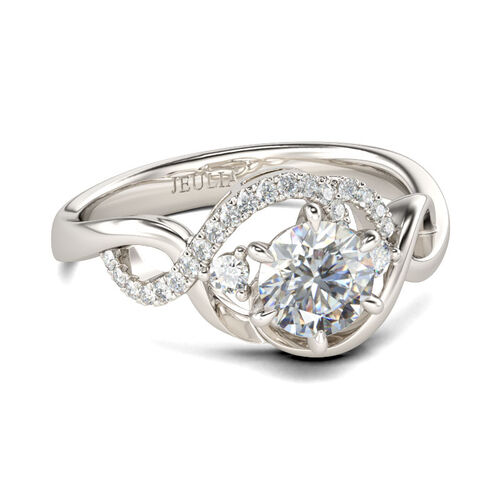 Jeulia Twist Round Cut Sterling Silver Ring