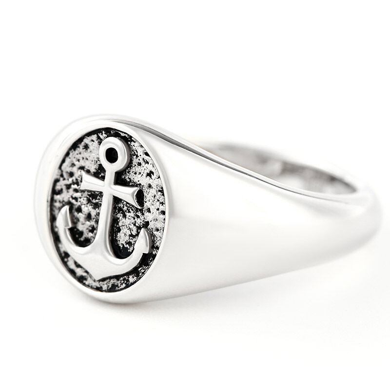 Jeulia "Navy Anchor" Sterling Silver Men's Ring