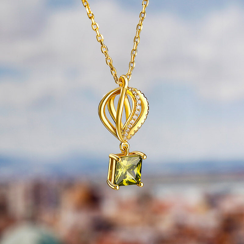 Jeulia "Adventure" Hot Air Balloon Princess Cut Sterling Silver Necklace