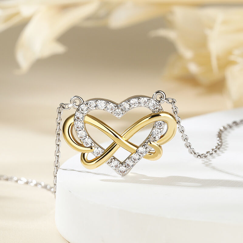 Jeulia Collar para Mujeres de Dos Tonos Infinito Amor Corazón Mariposa Plata Esterlina